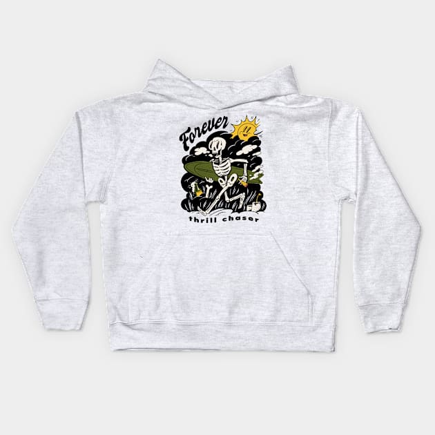 Sunny Skeleton Surf Kids Hoodie by Life2LiveDesign